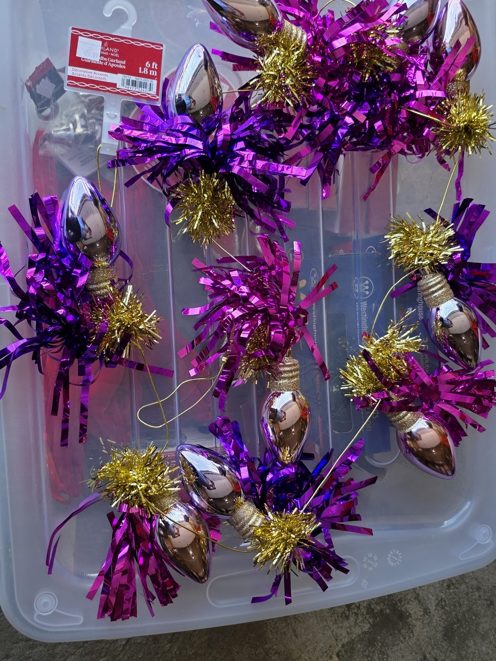 Festive Pink and Gold Tinsel Garland
